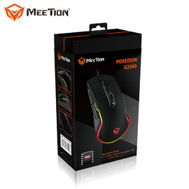 MeeTion POSEIDON G3360 High 12000 DPI Pro Marco optyczne przewodowe światło świecąca mysz kablowa elektroniczna mysz do gier dla graczy